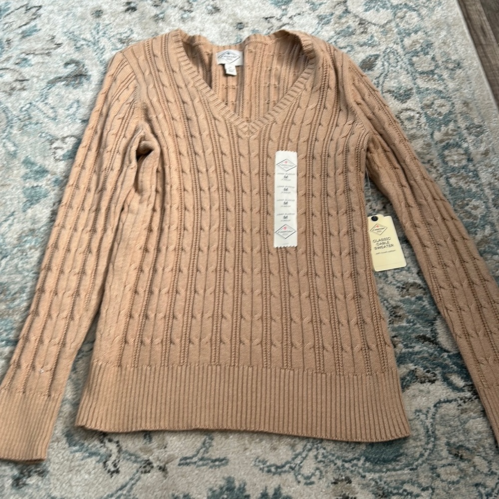 Beige Classic Cable Sweater